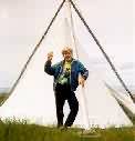 Ben (my son) in front of our teepee.